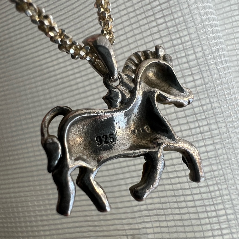 Solid 925 Sterling Silver Rhinestone Zebra Pendan… - image 2